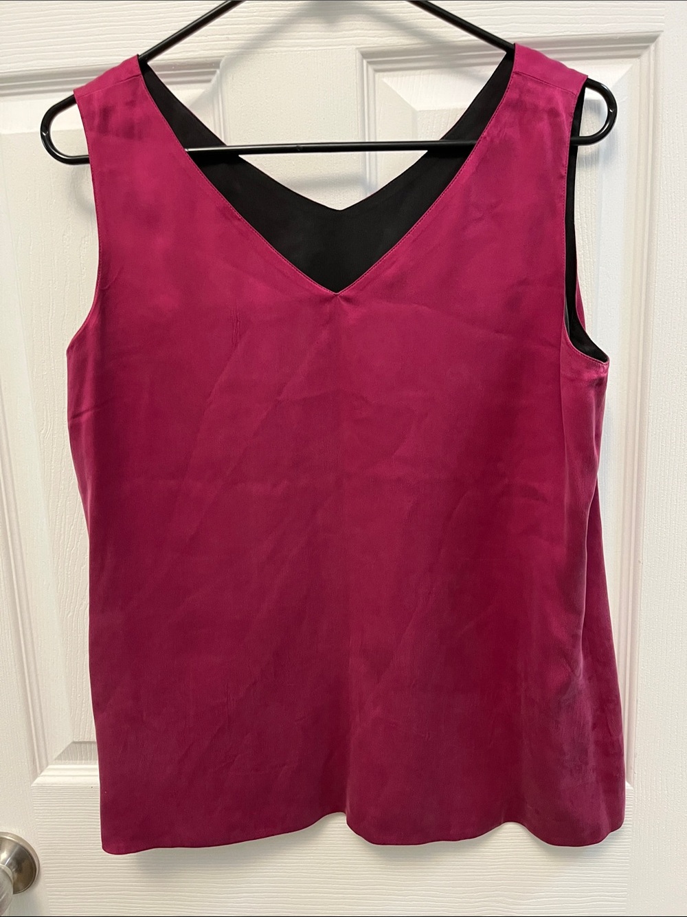Reversible V-Neck Satin Camisole in pink and black - Picture 2 of 12
